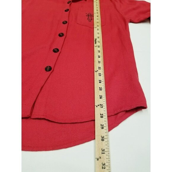 Asian Creations Linen Blend Red woven top‎ graffiti stick family  size small - Picture 8 of 10